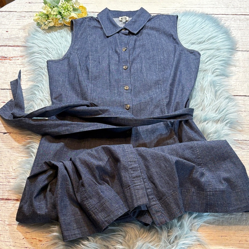 Anne Klein Sleeveless Denim Midi Shirt Dress sz 10